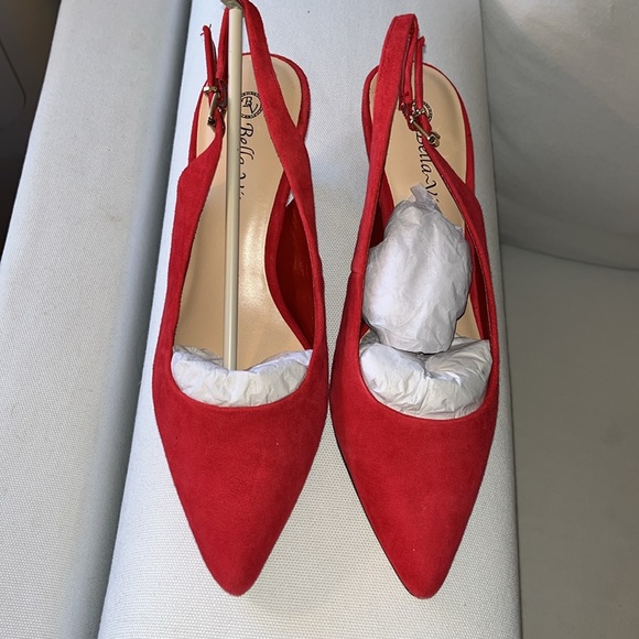 NIB Bella Vita The Scarlett Italian Leather Red Slingback Kitten Heels size 9 - Picture 10 of 13